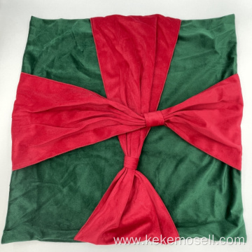 Christmas Decorative Bow Square Pillow Cover